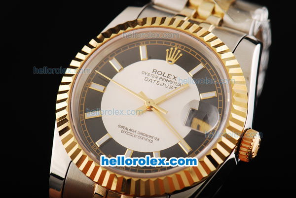 Rolex Datejust Swiss ETA 2836 Automatic Movement Black Border with Gold Stick Markers and Gold Bezel-18K Gold Never Fade - Click Image to Close